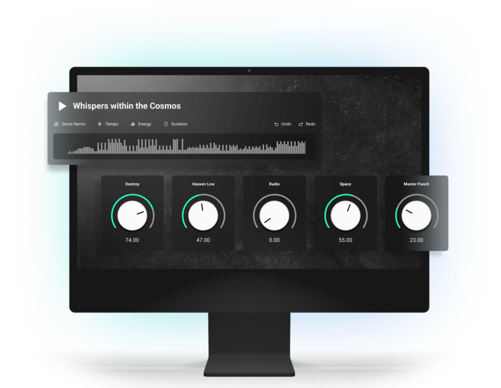 Illustration of an Imac with the instruments for creating music on Loudly