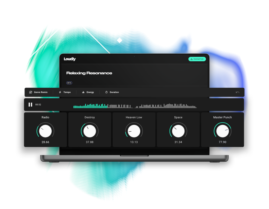 An open macbook showcasing Loudly's Studio feature.