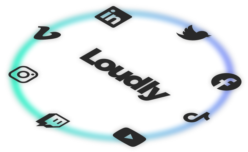 Illustration of Loudly and the social media platforms where they are active